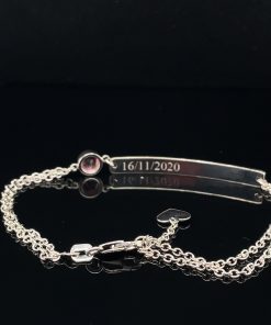 White_Gold_Bar_Bracelet_Pink_Gemstone_2