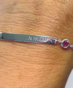 White_Gold_Bar_Bracelet_Pink_Gemstone_4