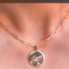 Paperclip chain Necklace with name disc