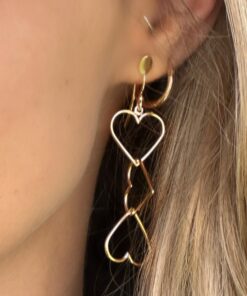 Triple heart dangle earrings